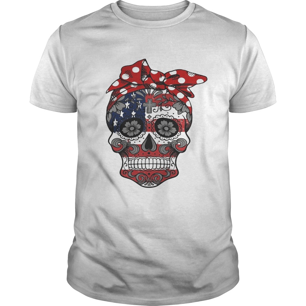 American lag sugar skull with flowers shirts