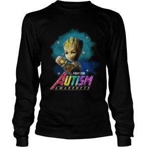 Avengers Groot Fight for Autism awareness longsleeve tee