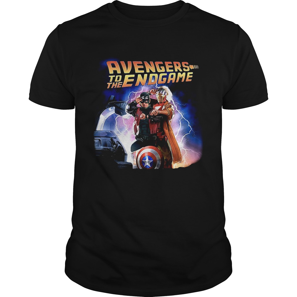 Captain America and Iron Man back to the future Avengers to the Endgame shirts