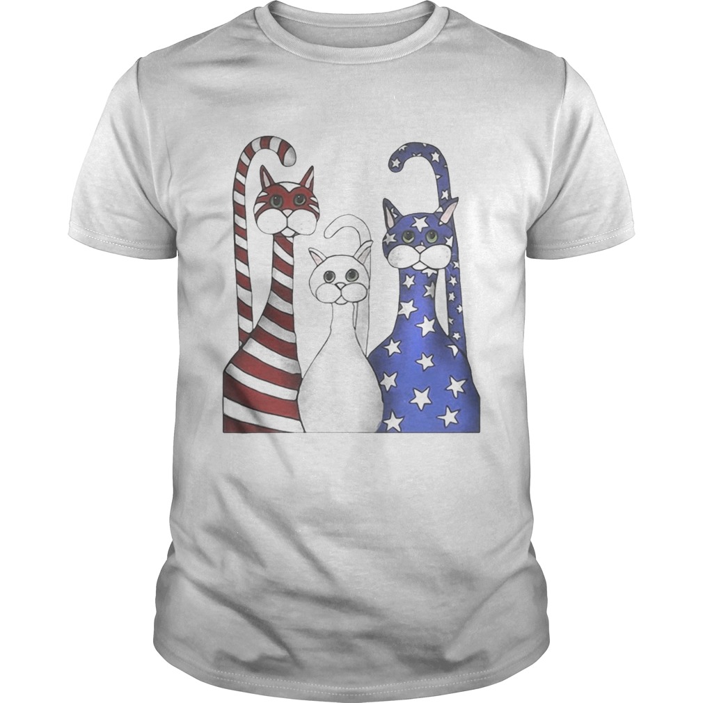 Cats red white and blue American flag shirts