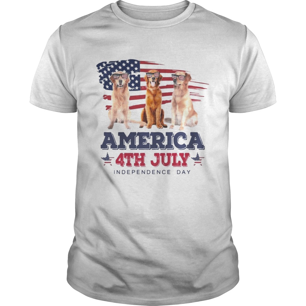 Cool Golden Retriever America 4th July Independence Day T-shirts