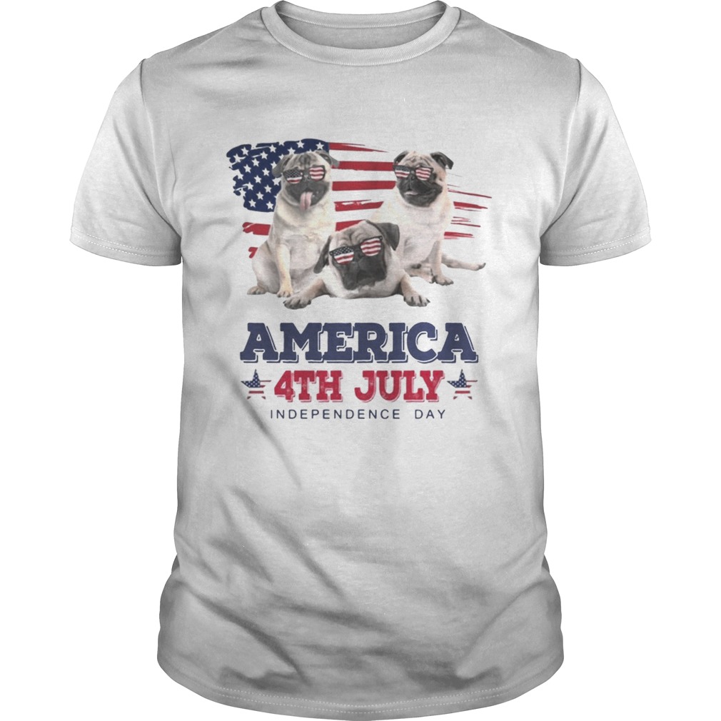 Cool Pug America 4th July Independence Day T-shirts