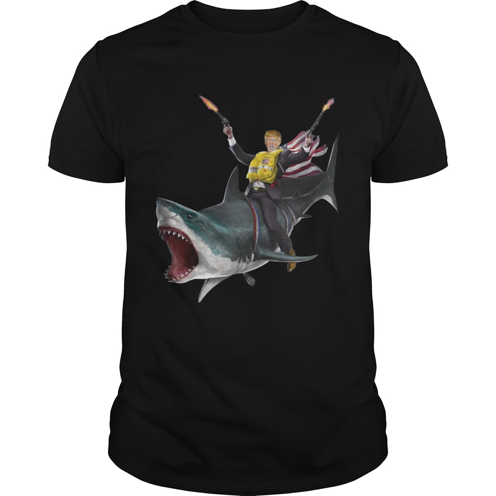 Donald Trump riding shark Independence Day 4th of July shirts