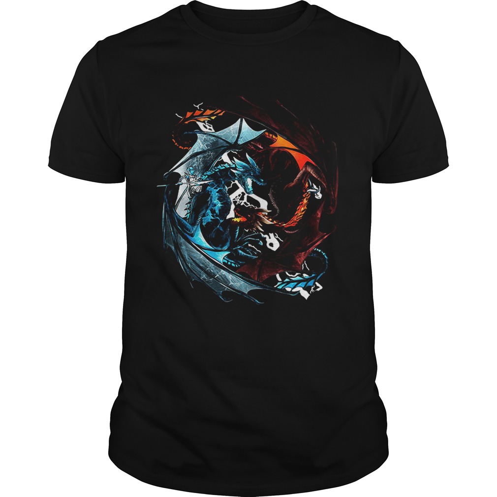 Fire dragon and ice dragon battle shirts