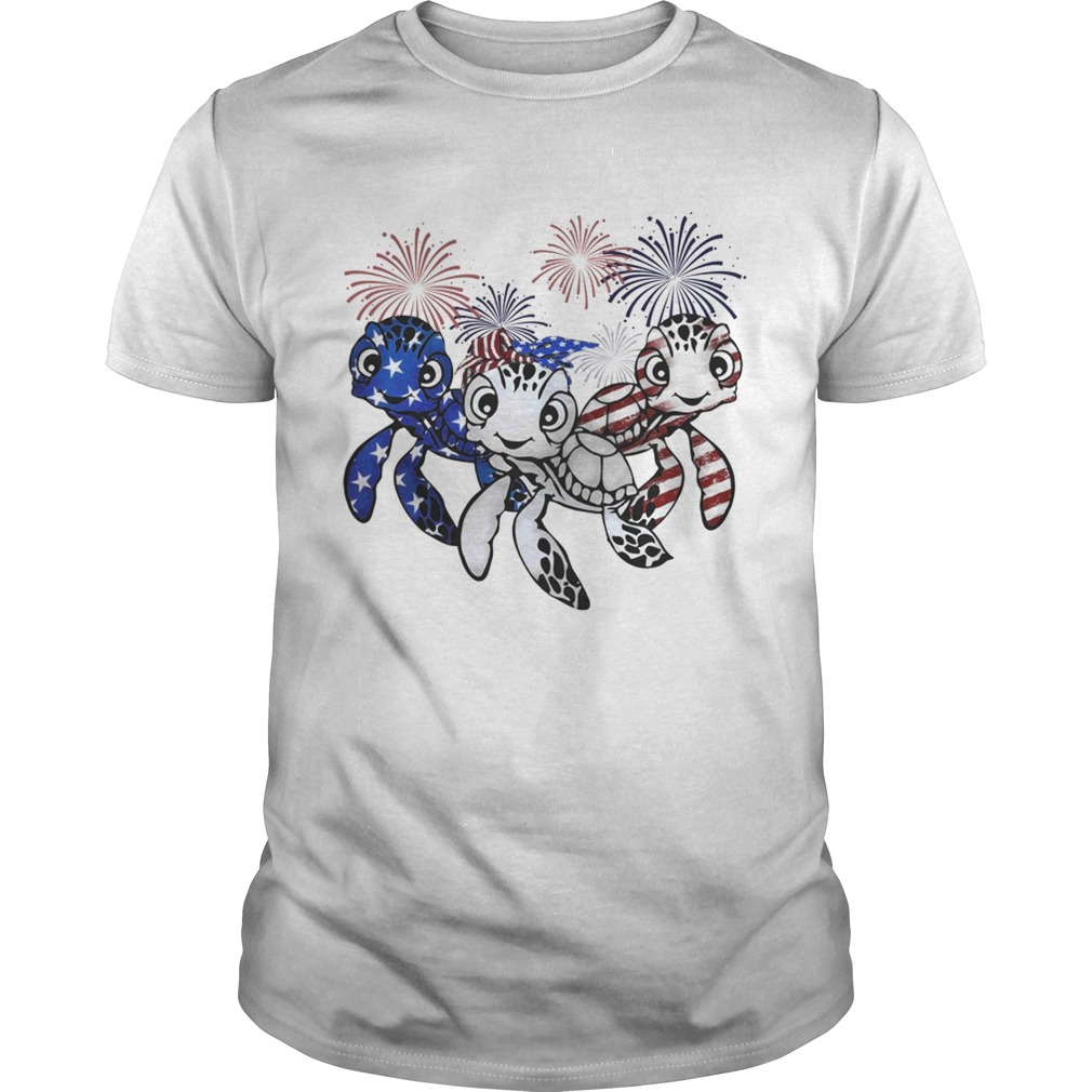 Firework American flag Turtles shirts