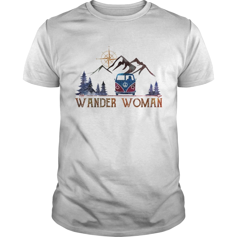 Hippie car wander woman Compass Hiking shirts