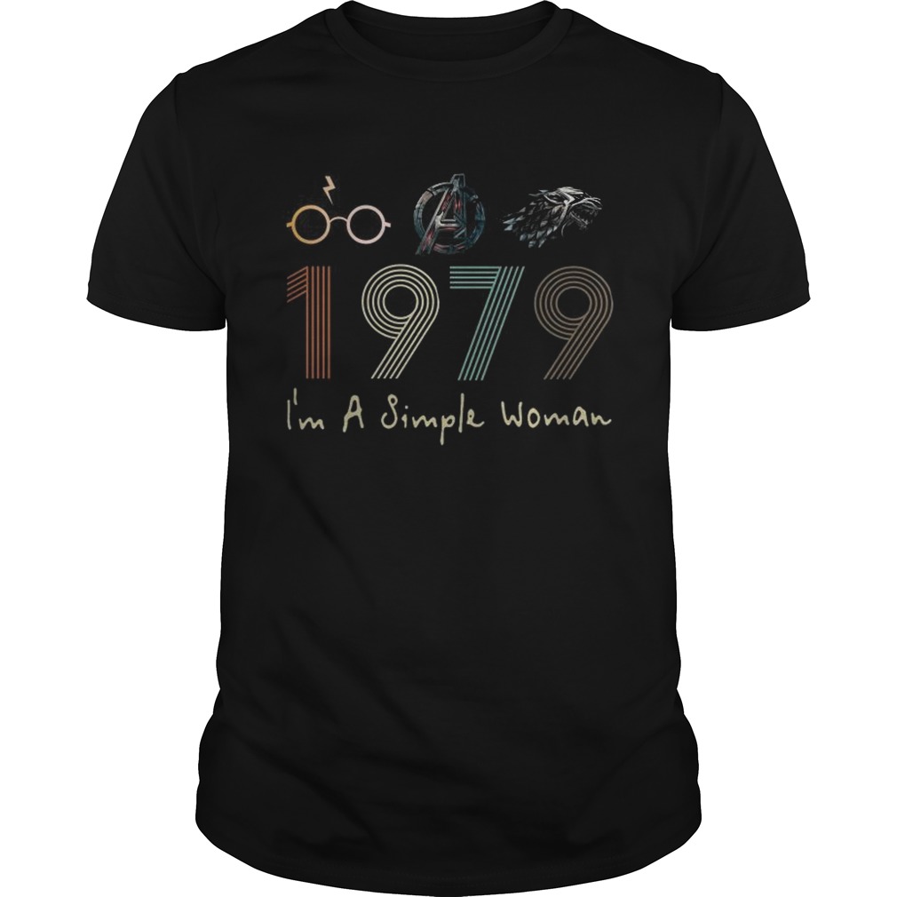 I’m a simple woman Harry potter Avengers and Game of Thrones 1979 shirts