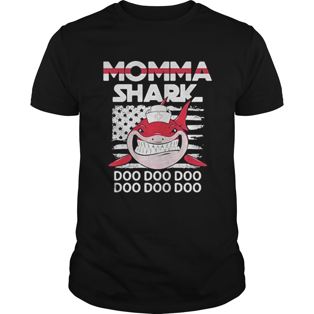 Momma shark nurse American flag shirts