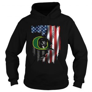 Oregon Ducks inside American flag hoodie