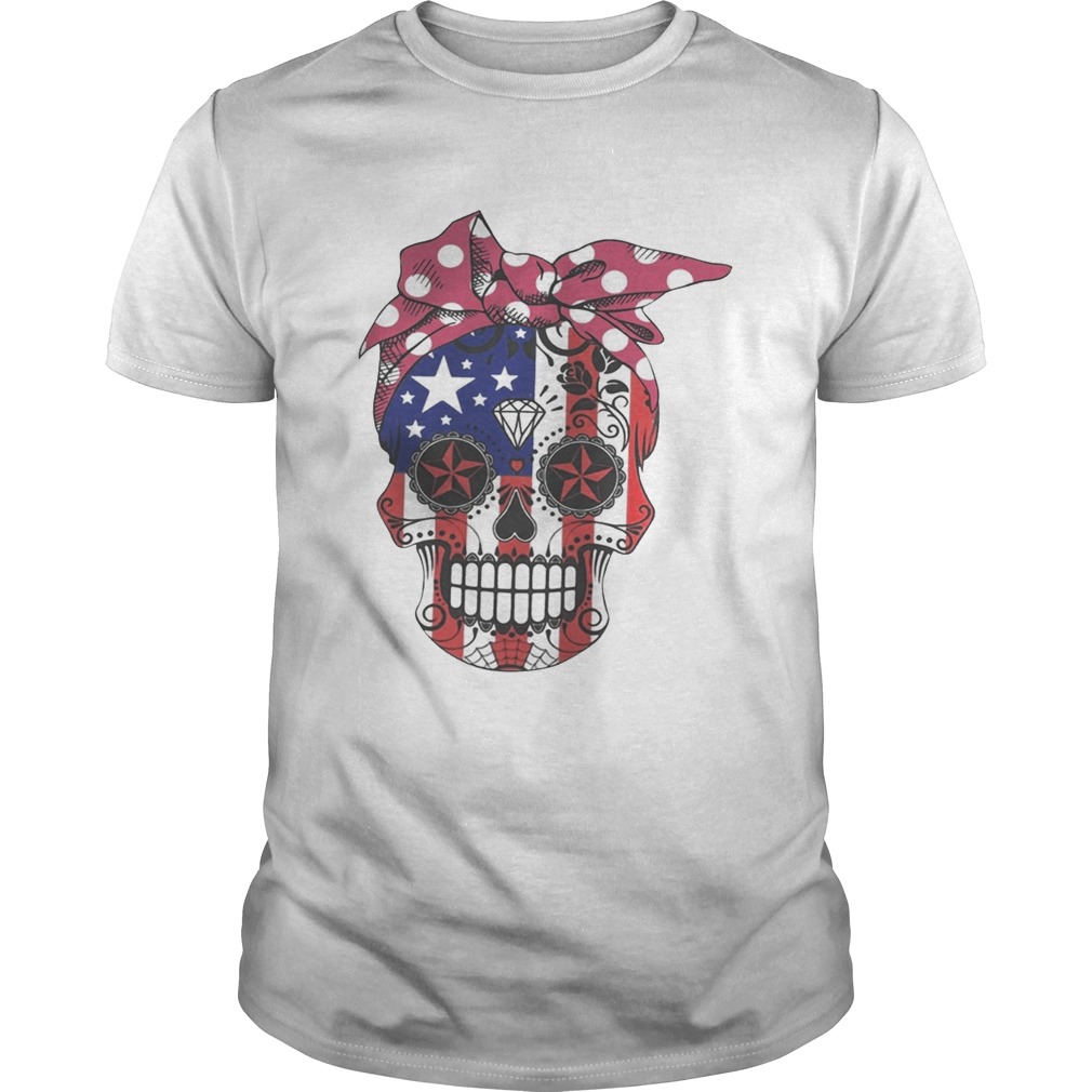 Pink bow Skull Diamond Flag American Shirts