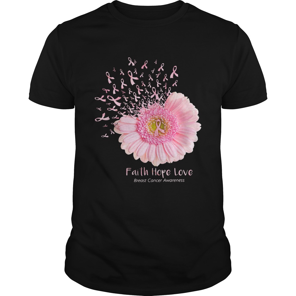 Pink daisy faith hope love breast cancer awareness shirts