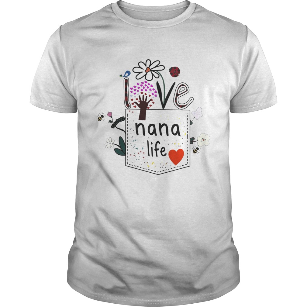 Pocket Womens Love Nana Life Bird Flower Art T-Shirts