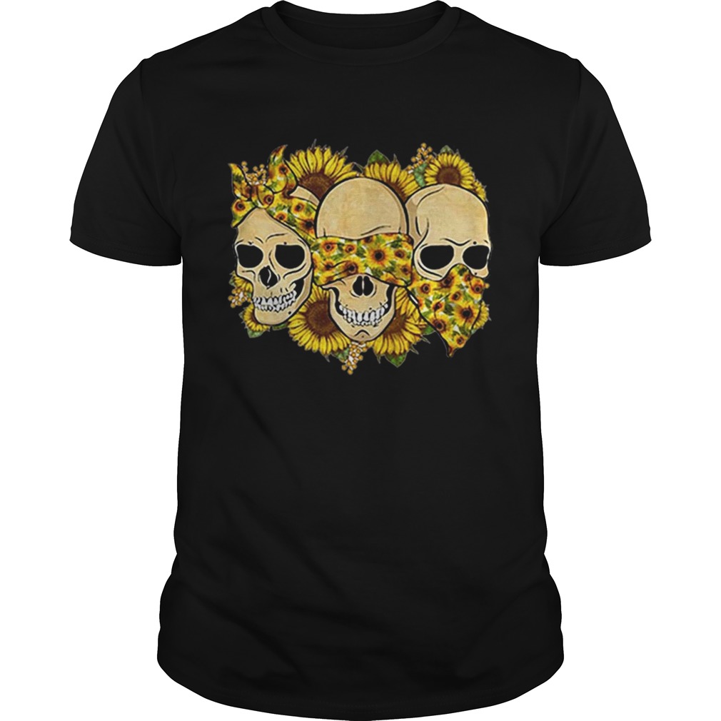 Skulls sunflower floral flowers shirts