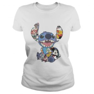 Stitch And Disney Characters ladies tee