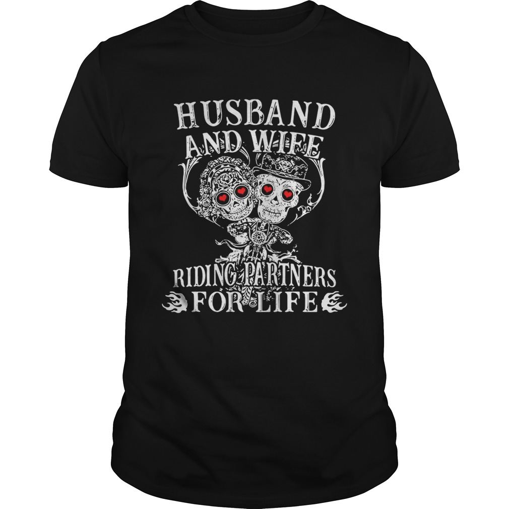 Tattoo and skull Husband and wife riding partners for life shirts