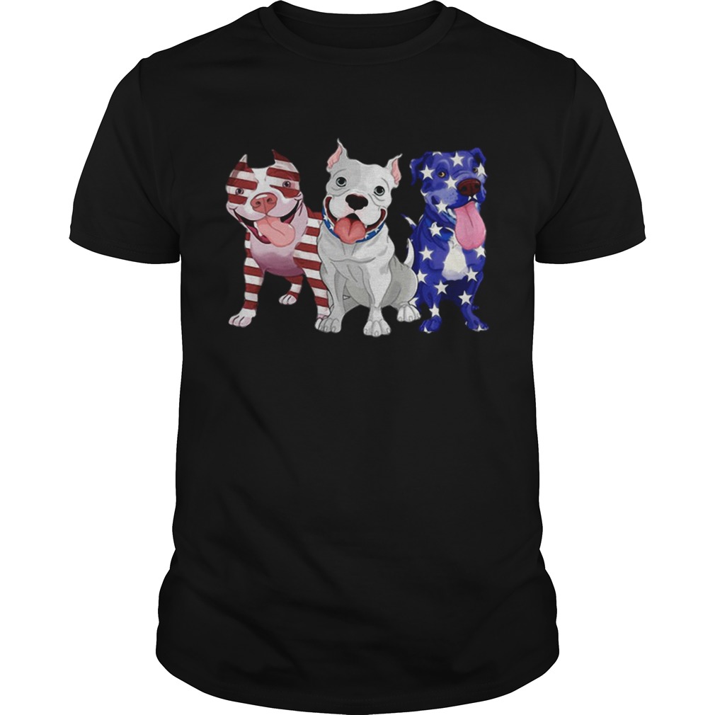 Three Pitbull American Flag shirts