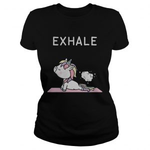 Unicorn yoga exhale ladies tee