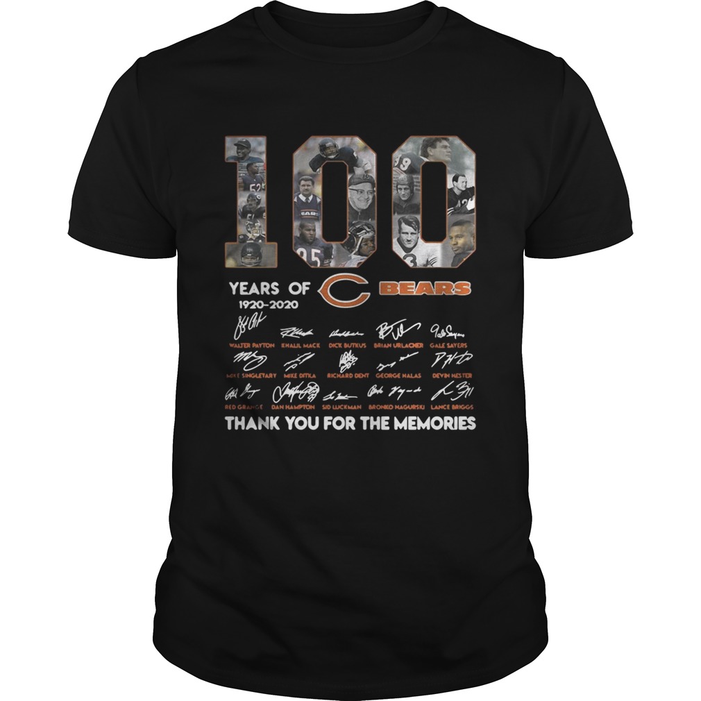 100 years of Chicago Bears 1920 2020 signature thank you for the shirt