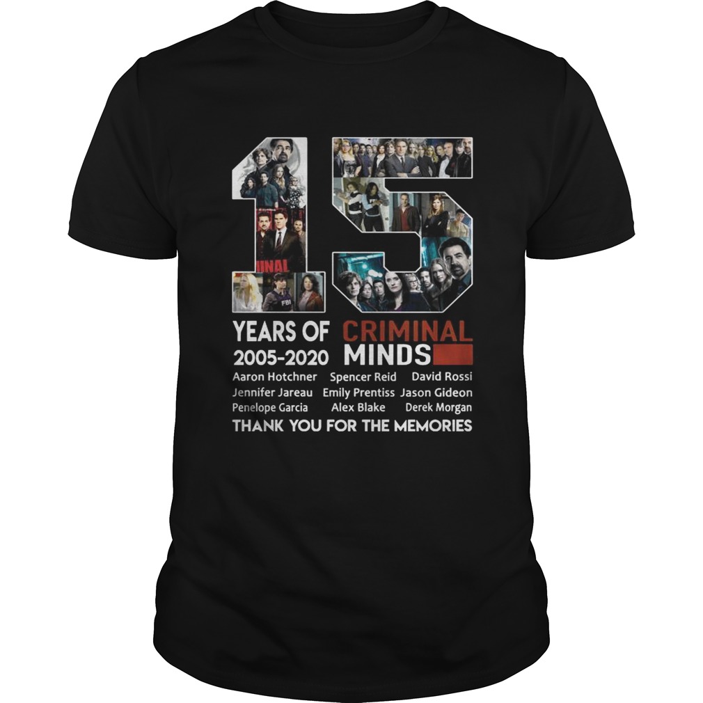 15 years of Criminal Minds 2005-2020 thank you for the memories shirts