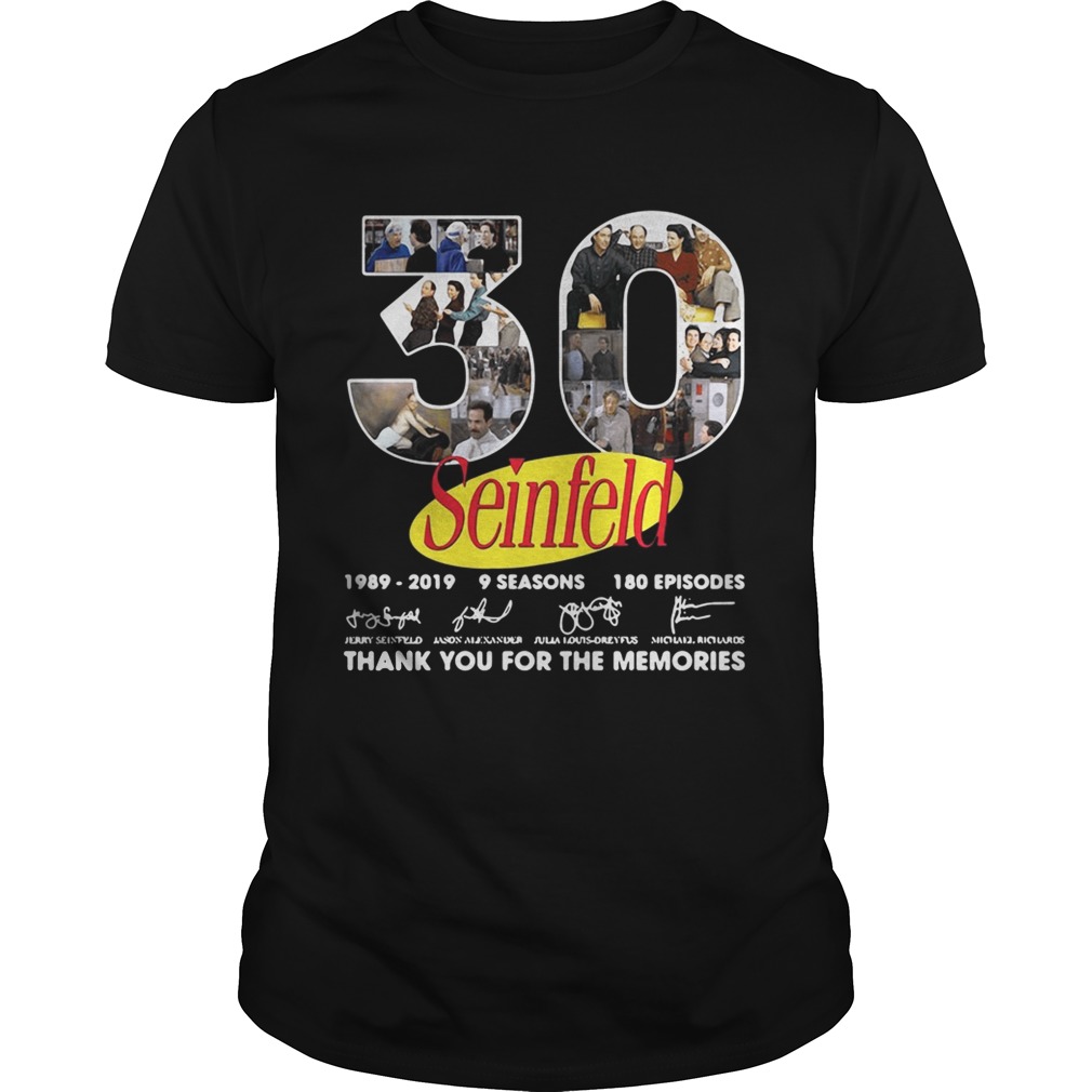 30 years Seinfeld 1989 219 9 seasons 180 episodes signature thank shirt