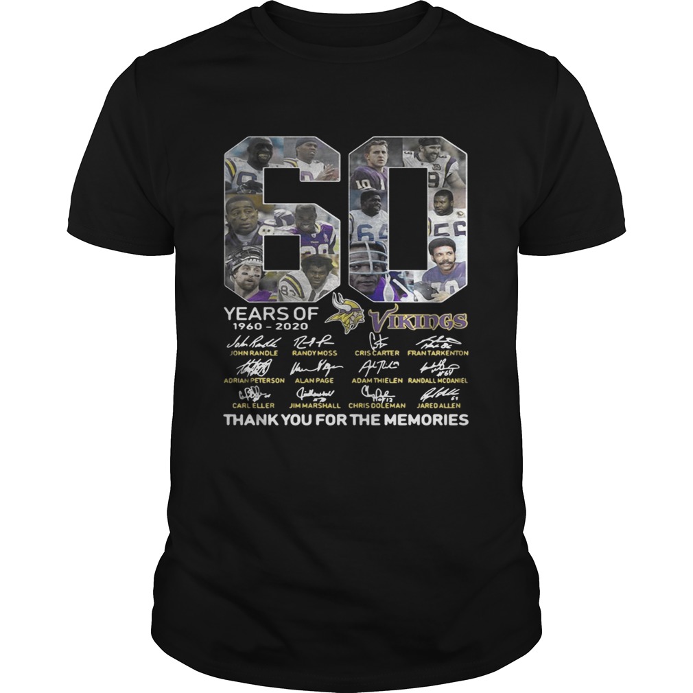 60 years of Minnesota Vikings 1960 2020 signature thank you for shirt