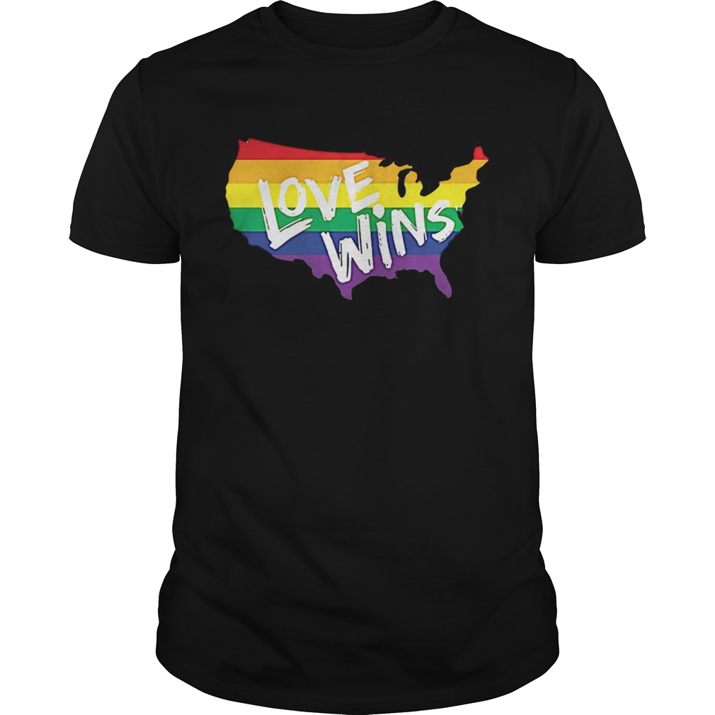 America Flag map love wins LGBT shirt