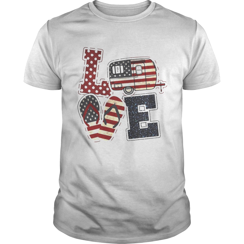 American Flag July 4th Car Sandals Love Shirt