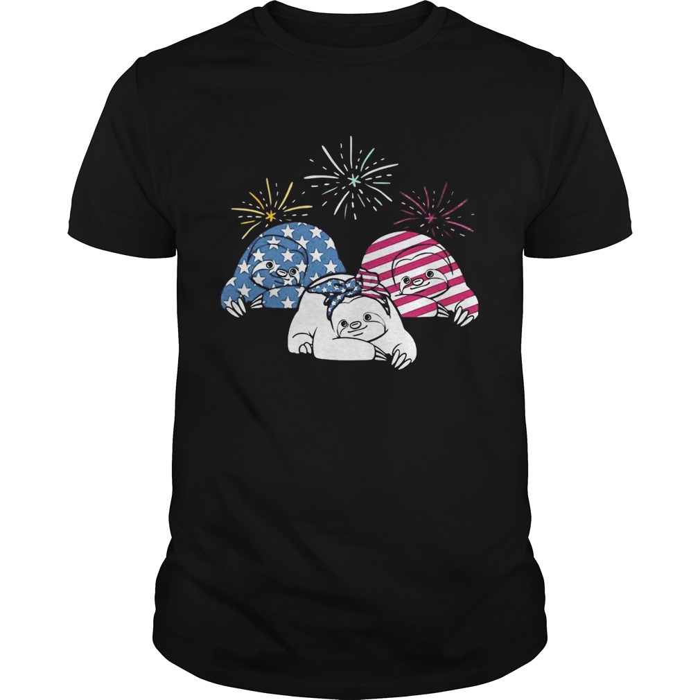 American Flag Sloths For Independence Day Funny T-shirts