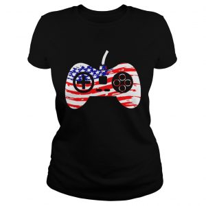 American Flag Video Game Controller Patriotic 4th of July ladies tee