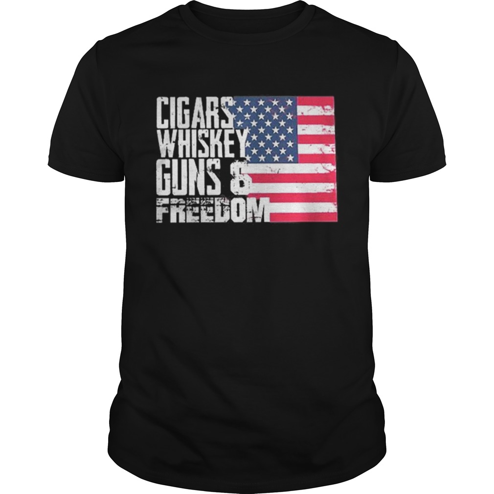 American flag Cigars whisky guns and freedom shirts