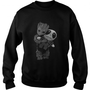 Baby Groot hug Jack Skellington sweatshirt