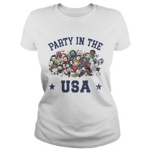 Chibi Marvel characters party in the USA ladies tee