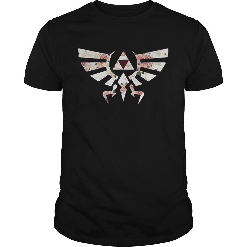 Floral Zelda triforce symbol shirt