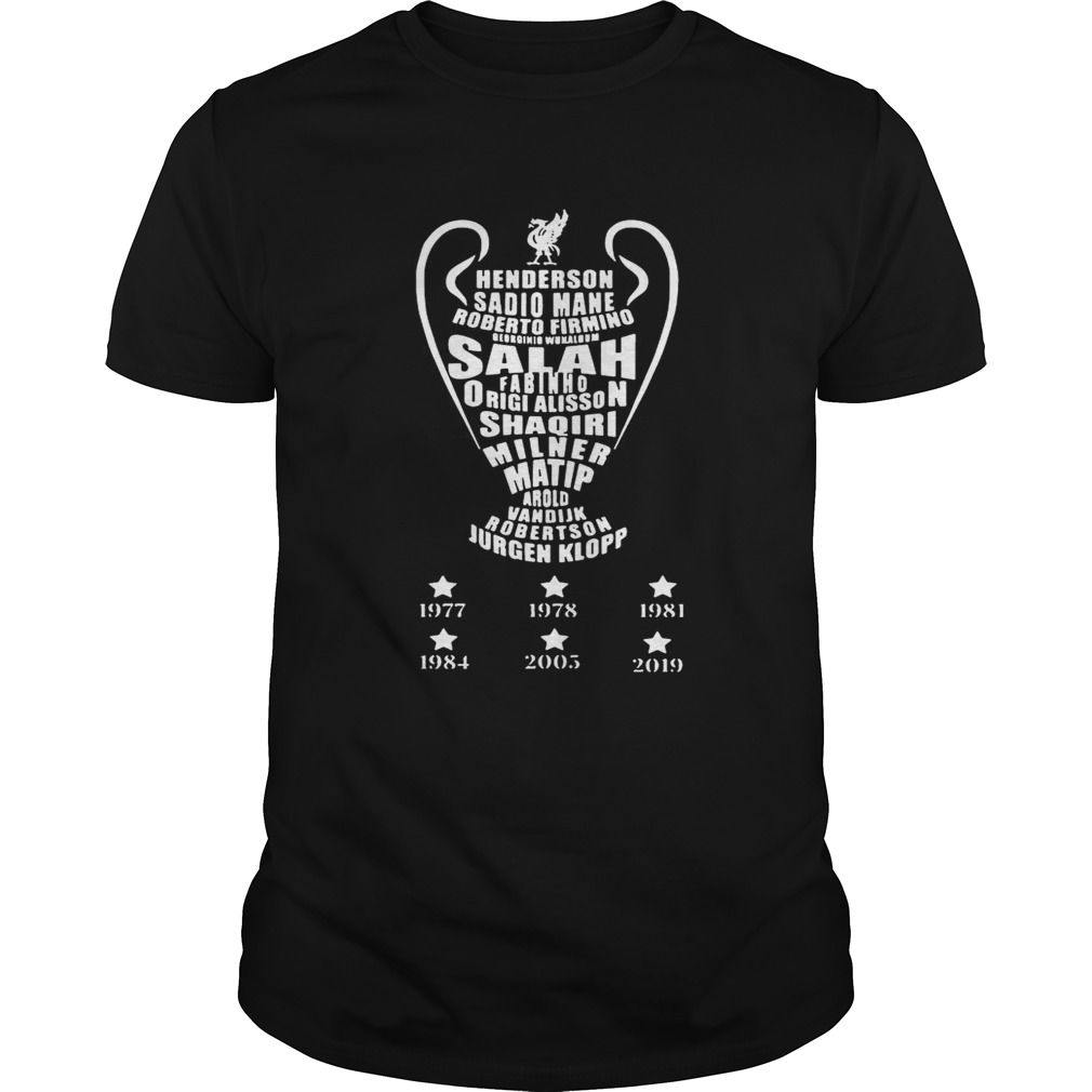 Full Team Name Liverpool 6x C1 Cup Champion TShirt