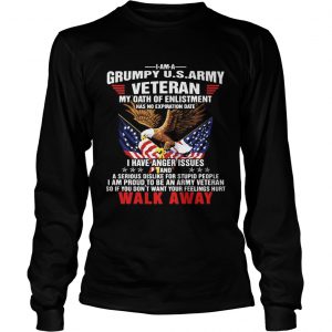 Grumpy us army veteran my oath of enlistment walk away longsleeve tee