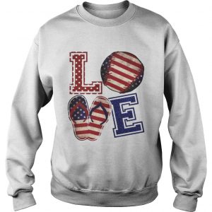 Love Baseball Softball Flip Flops USA Flag 4th Of July sweatshirt