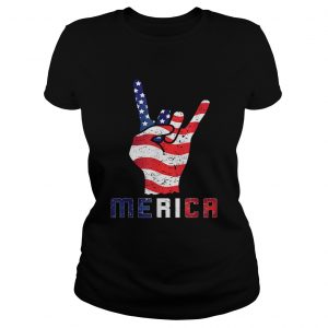 Merica Rocks Usa Flag 4th Of July Outfit ladies tee