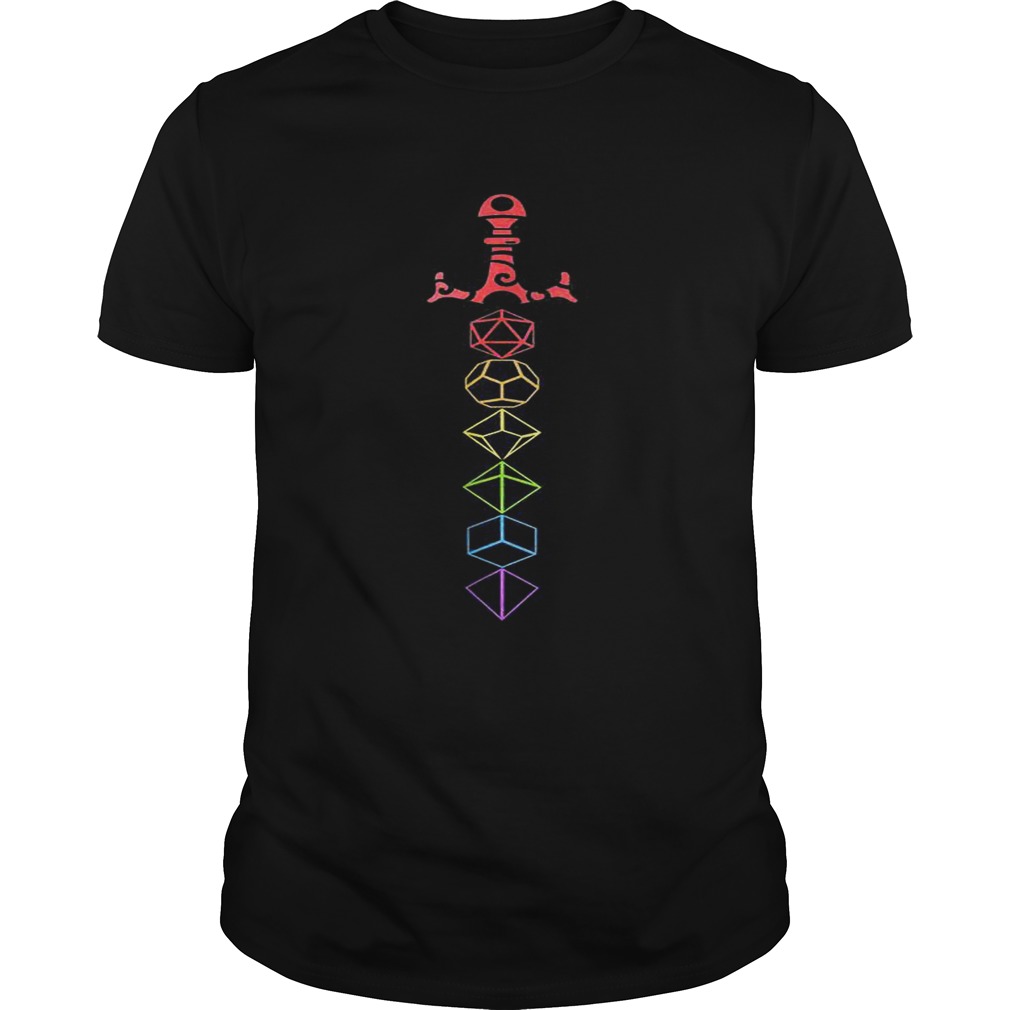 Nerdy Dice Set Collector Sword LGBT Pride D20 Shirt