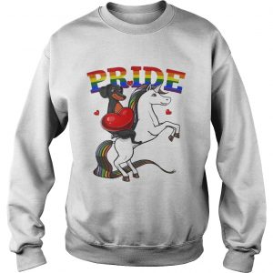 Pride Dachshund Riding Unicorn LGBT Pride sweatshirt