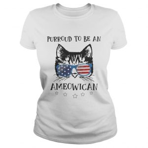 Purroud to be an Ameowican American flag ladeis tee