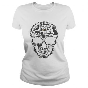 Skull Cat Halloween adies tee