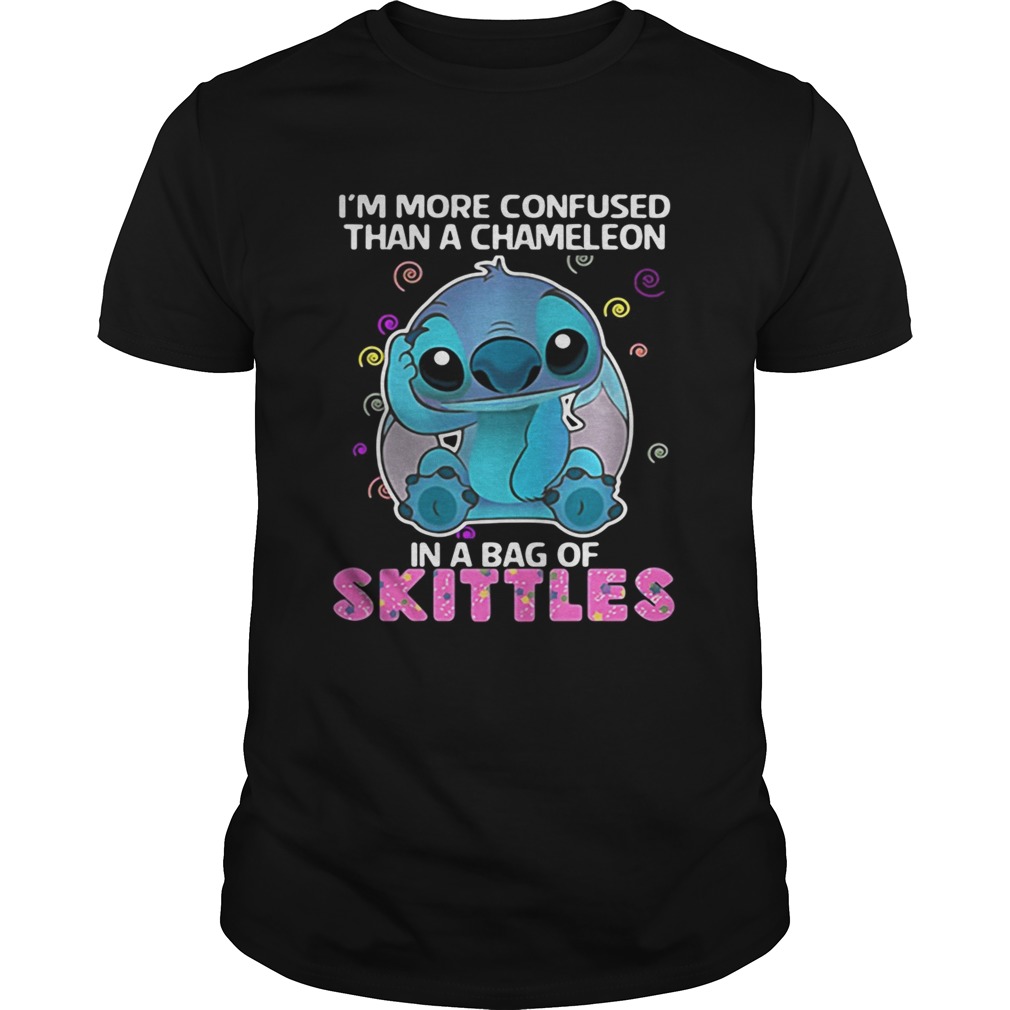 Stitch Im more confused than a chameleon in a bag of skittles shirt