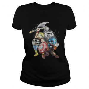 Superhero Avengers Endgame Fat Thor and Captain American I knew it ladies teeSuperhero Avengers Endgame Fat Thor and Captain American I knew it ladies tee