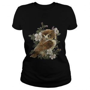 The Owl with flower ladies tee