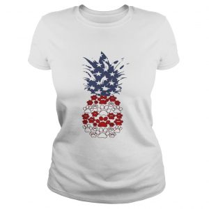 Top Paw dog pineapple American flag ladies tee