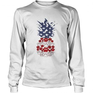 Top Paw dog pineapple American flag longsleeve tee