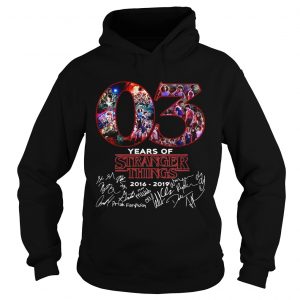 03 years of Stranger things 2008 2019 signatures hoodie