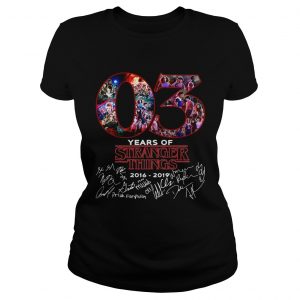 03 years of Stranger things 2008 2019 signatures ladies tee