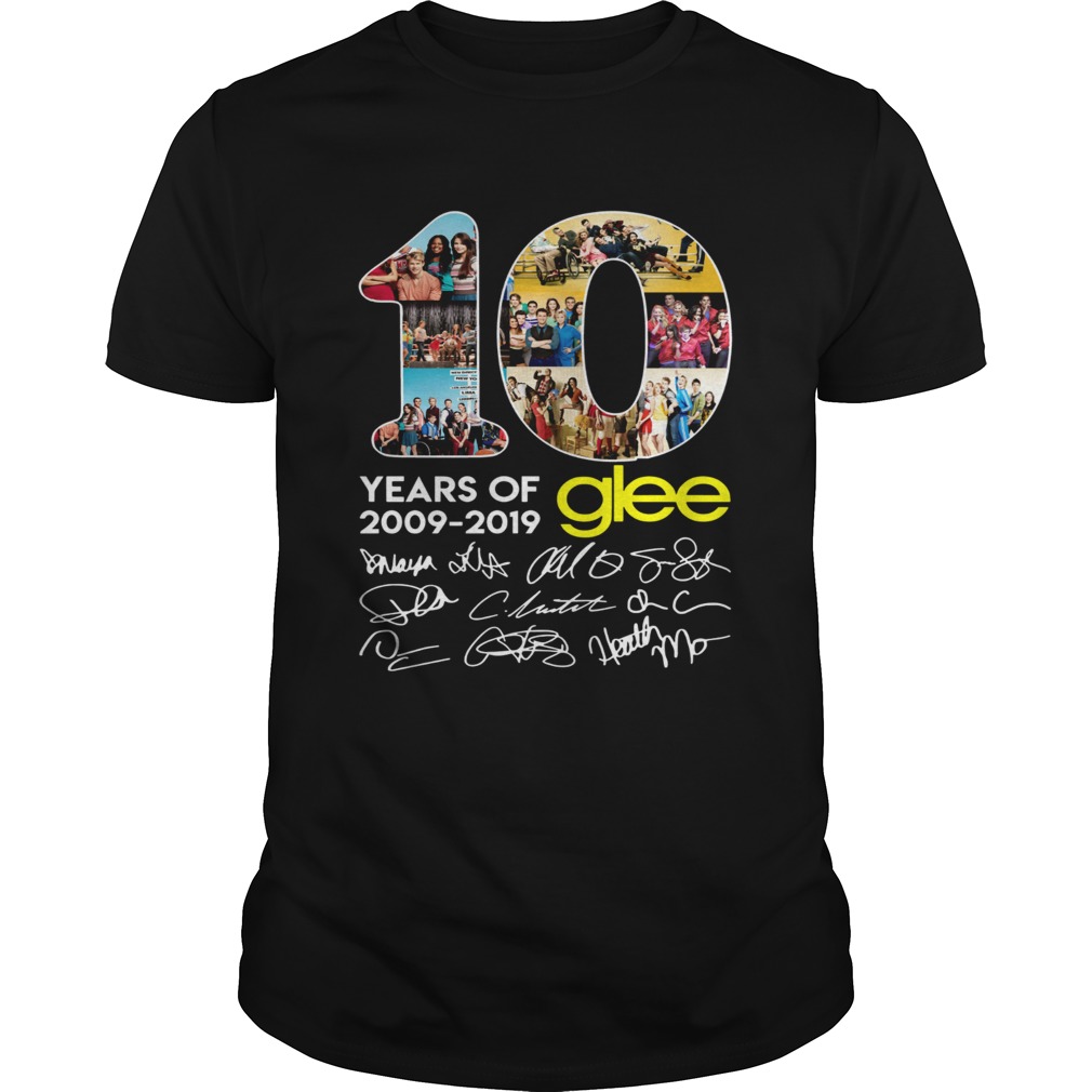 10 years of Glee 2009 2019 signature thank shirt