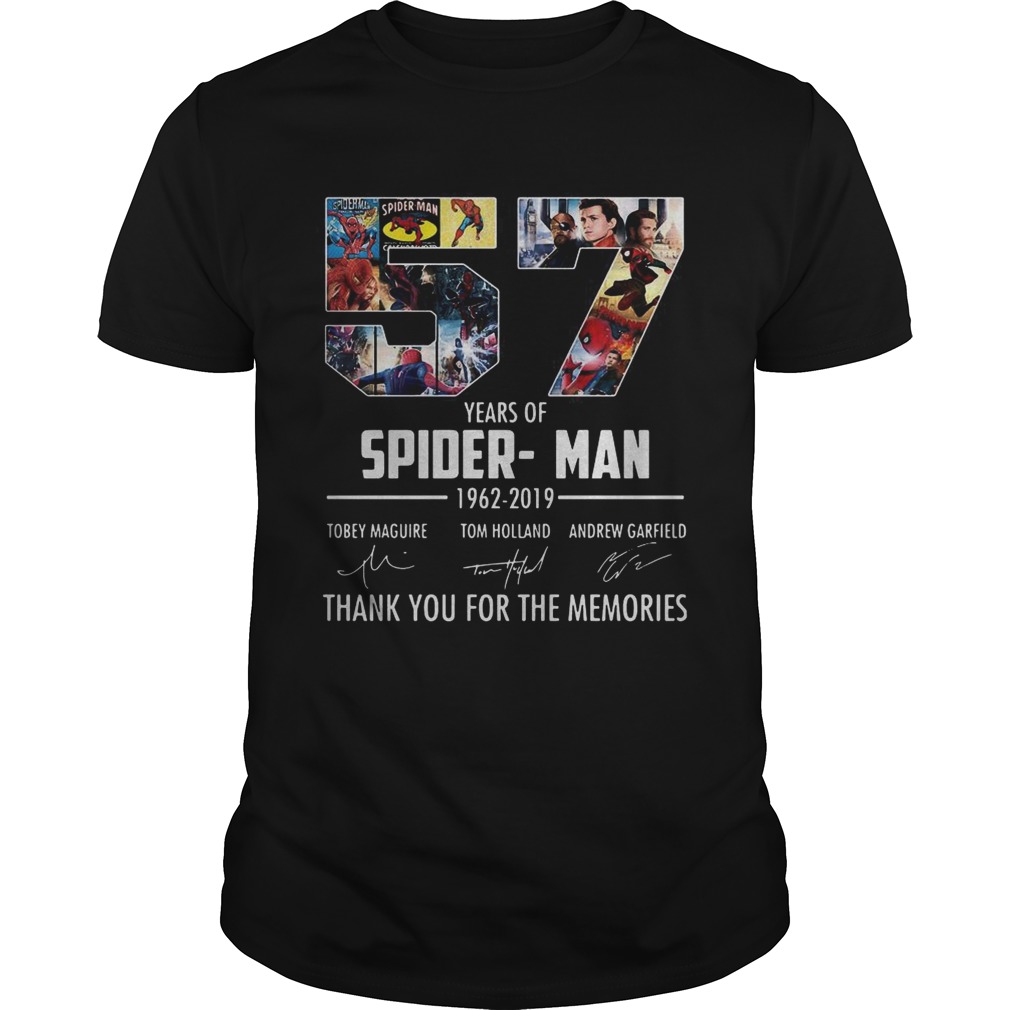 57 years of Spider Man 1962 2019 signature thank you for the memories shirt